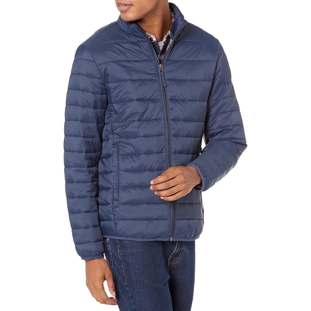 Amazon Essentials Mens Navy Blue Packable Puffer Jacket XXL Water Resistant NEW
